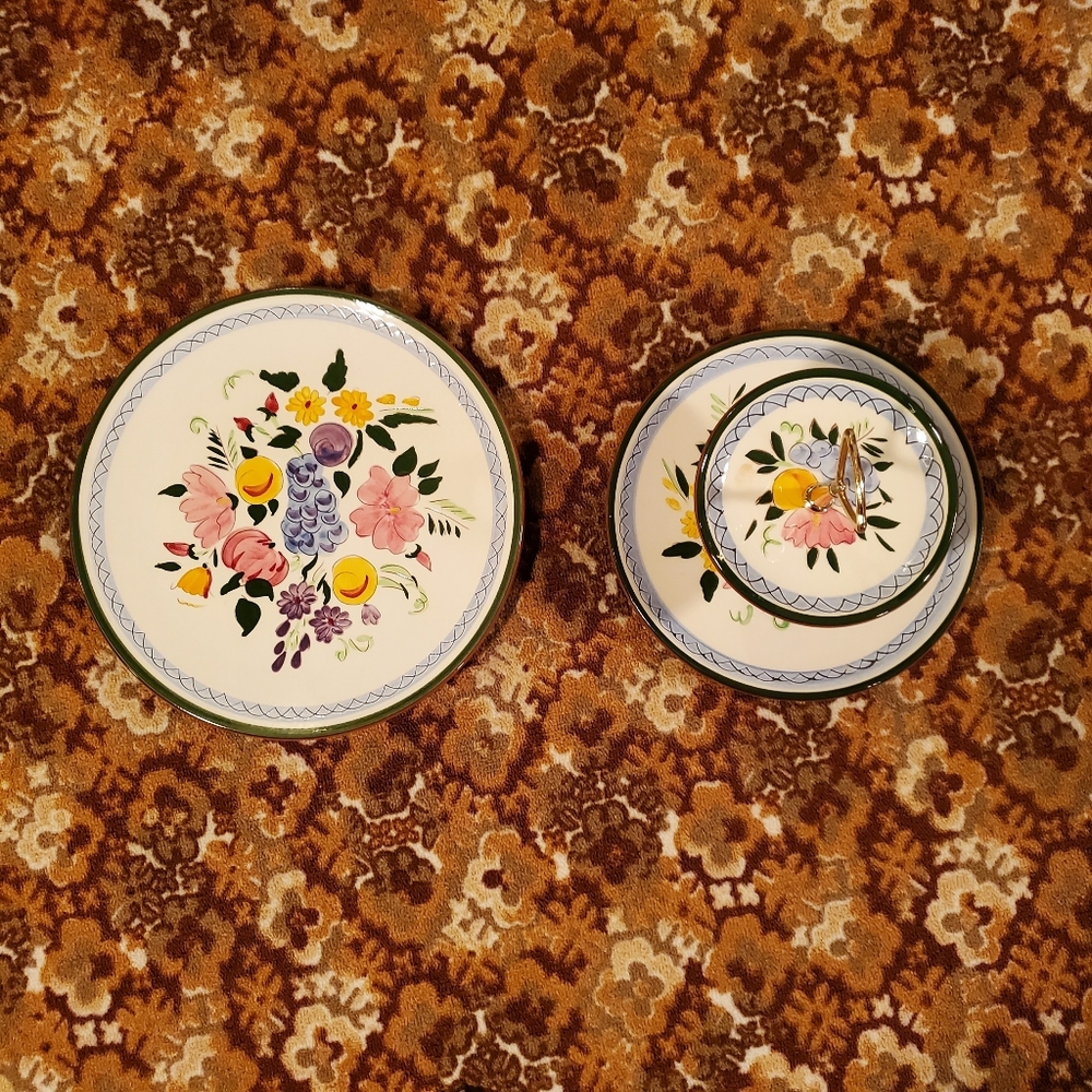 Stangl hand painted fruit and flowers plate/tray